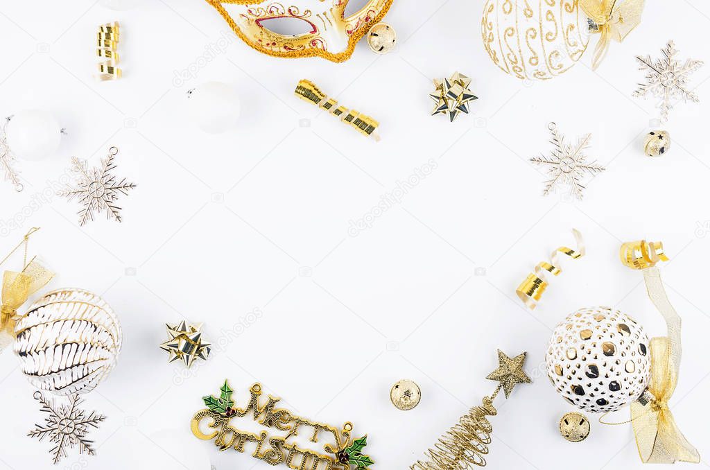 Christmas set with gifts, black, white and gold decorations