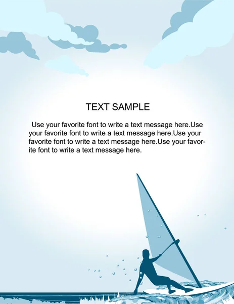 Rüzgar sörfçüleri için boş diploma formu. Dalgada sörfçü. dikey harf biçimi.