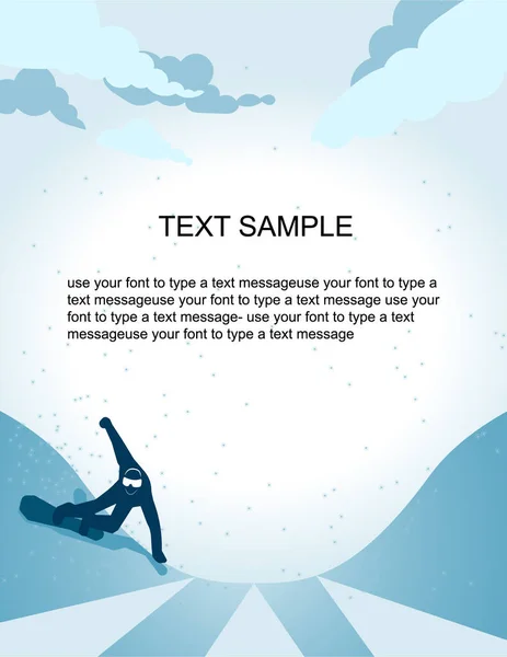 Snowboard sporcusu için boş diploma formu. Snowboardcu sörf tahtasına biniyor. Dikey harf biçimi.