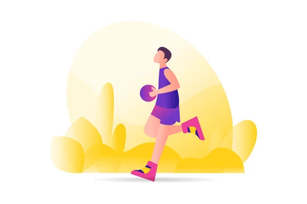 Conceito Ilustração Vetorial Atleta Basquete Conceito Para Modelo Página Destino — Vetor de Stock