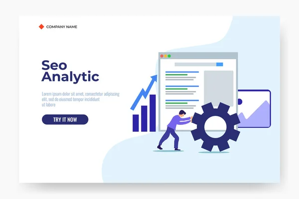 Seo analysis business concept, für Web Landing Page Template, Banner, Flyer und Präsentation — Stockvektor
