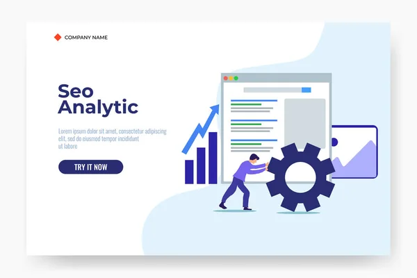 Concepto de negocio de análisis SEO, para plantilla de landing page web, banner, flyer y presentación — Archivo Imágenes Vectoriales