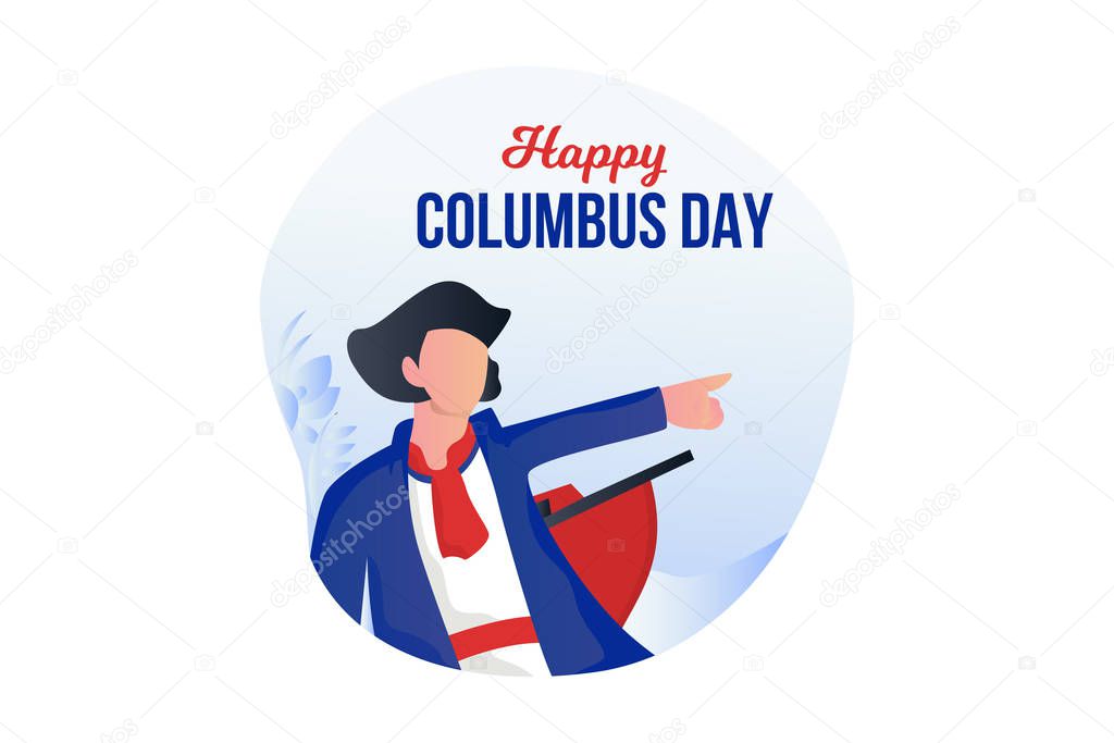 Happy Columbus Day vector illustration concept for web landing page template, banner, flyer and presentation