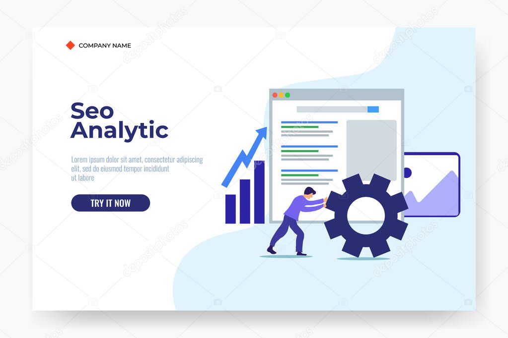 SEO analysis business concept, for web landing page template, banner, flyer and presentation