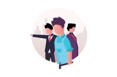 Dünya İşçi Bayramı. Web iniş sayfası şablonu, afişi, broşürü ve sunumu için İnsanlar Farklı Meslek kavramı vektör illüstrasyonu kavramı