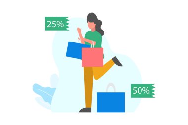 Nakit para konsepti. Para biriktiriyorum. Para iadesi. İndirim. mega satış konsepti vektör illüstrasyon kavramı Web iniş sayfası şablonu, afiş, broşür ve sunum