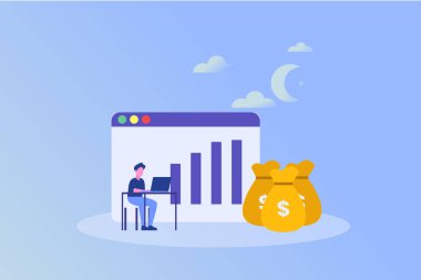 Web iniş sayfası şablonu, afiş, broşür ve sunum için fazla mesai illüstrasyon kavramı