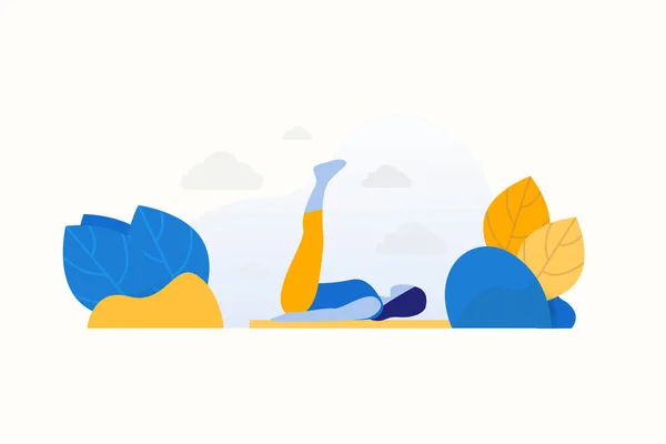 Yoga femme avec jambes vers le haut concept concept vectoriel illustration concept pour le modèle de page de renvoi web, bannière, flyer et présentation — Image vectorielle
