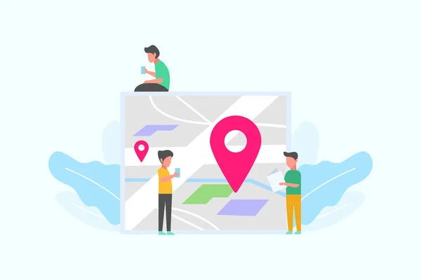 移動しました。GPS追跡。スマートフォンのGPSナビゲーションコンセプトベクトル図の概念を使用して男の旅行者ウェブランディングページテンプレート、バナー、チラシやプレゼンテーションのための — ストックベクタ