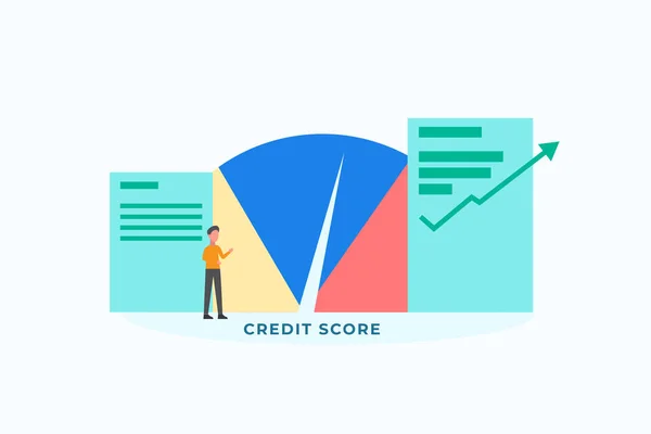 Web iniş sayfası şablonu, afişi, broşürü ve sunumu için Credit Score illüstrasyon kavramı — Stok Vektör