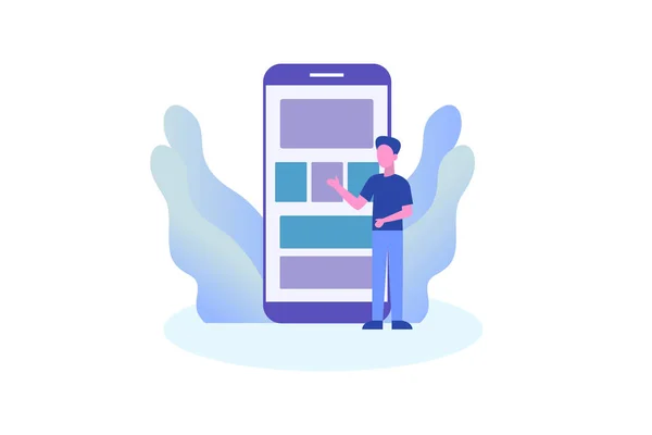 App Testing o Software Testing: concepto de ilustración para plantillas, banners, folletos y presentaciones de landing pages web — Archivo Imágenes Vectoriales