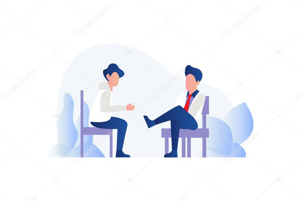 people talk. Counselling or Psychotherapy session concept illustration. Webinar, online training concept vector illustration concept for web landing page template, banner, flyer and presentation