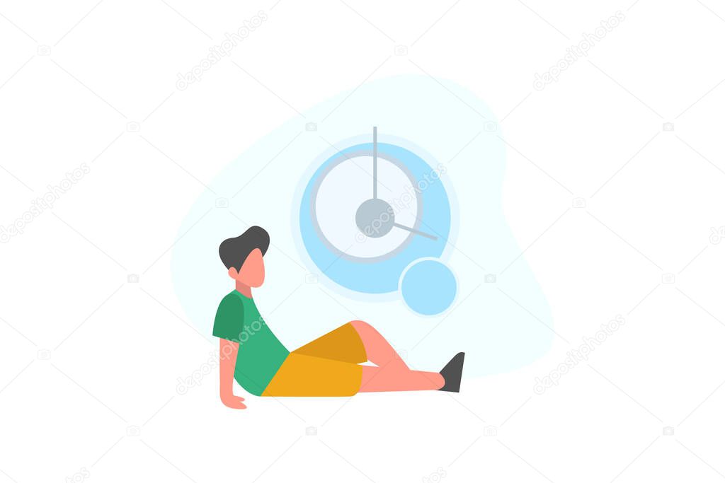 Businessman keeps thinking. time management concept vector illustration concept for web landing page template, banner, flyer and presentation