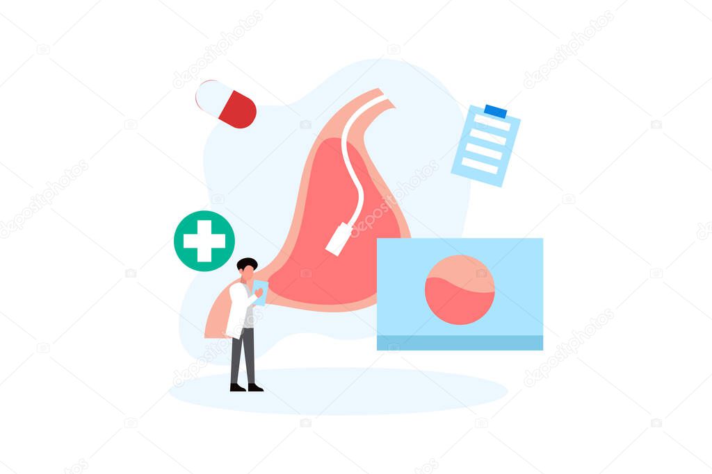 Endoscopy anatomical vector illustration concept for web landing page template, banner, flyer and presentation