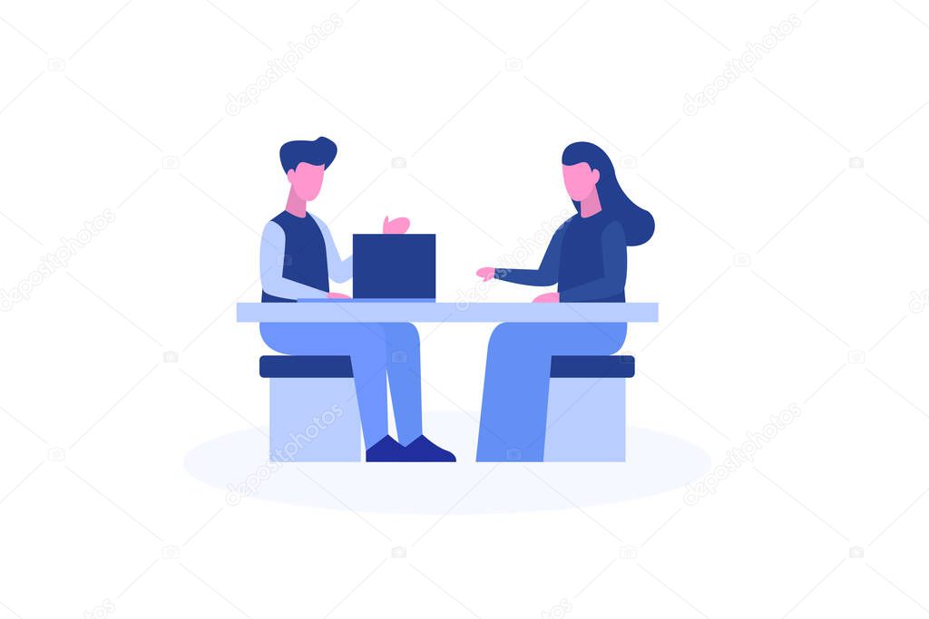 Employee interview illustration concept for web landing page template, banner, flyer and presentation