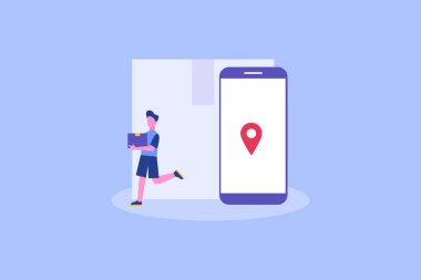 Web iniş sayfası şablonu, afişi, broşürü ve sunumu için gönderim illüstrasyonu üzerinde nakit