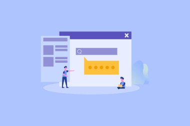 Web iniş sayfası şablonu, afişi, broşürü ve sunumu için sohbet / canlı sohbet illüstrasyon kavramı