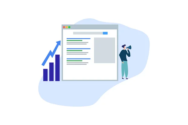 Seo analizi. Web iniş sayfası şablonu, afişi, broşürü ve sunumu için iş analizi konsepti illüstrasyon kavramı
