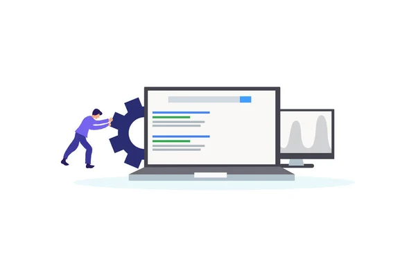 Seo analizi. Web iniş sayfası şablonu, afişi, broşürü ve sunumu için iş analizi konsepti illüstrasyon kavramı