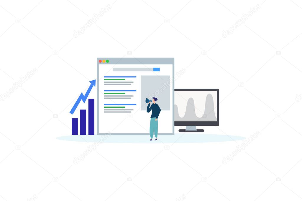 Seo analysis. business analysis concept illustration concept for web landing page template, banner, flyer and presentation
