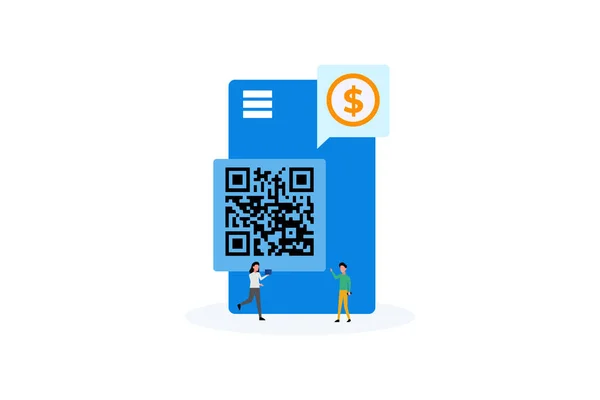 Mobile Payment Scan Code Ilustracja Koncepcja Szablonu Strony Www Baner — Wektor stockowy