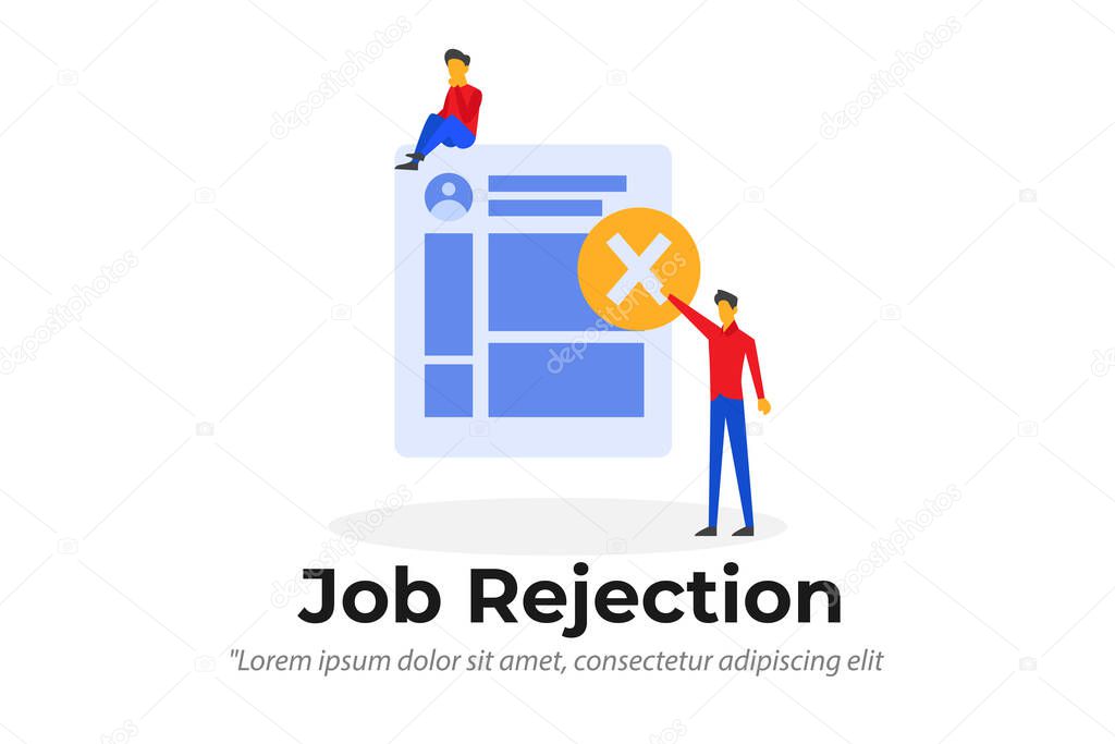 Human resources, job application, job interview rejection illustration concept for web landing page template, banner, and presentation