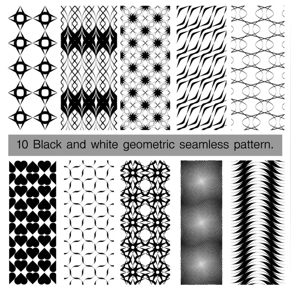 흑인과 백인 기하학적 완벽 한 패턴의 컬렉션. — 스톡 벡터