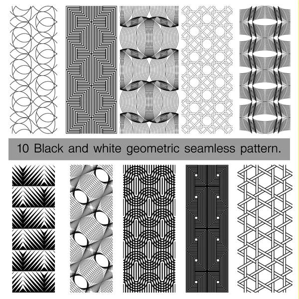 Colección de patrón geométrico sin costura en blanco y negro . — Vector de stock