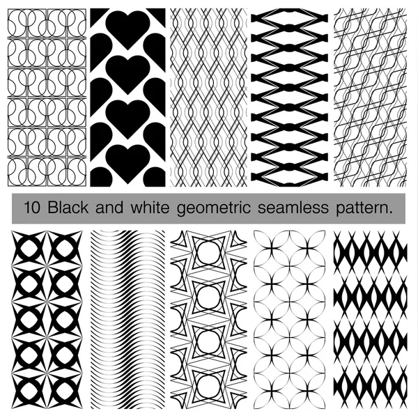 Coleção de preto e branco padrão geométrico sem costura . — Vetor de Stock