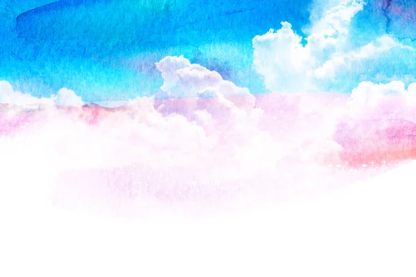 Watercolor illustration of sky with cloud. — Stock Photo, Image