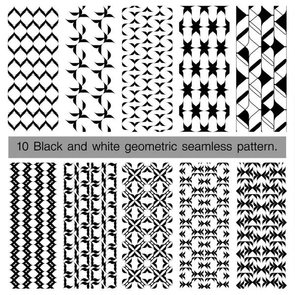 Collection de motifs géométriques sans couture noir et blanc . — Image vectorielle