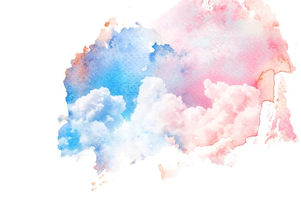 Ilustração aquarela do céu com nuvem . — Fotografia de Stock