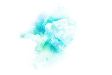 Bulut gökyüzü suluboya çizimi.