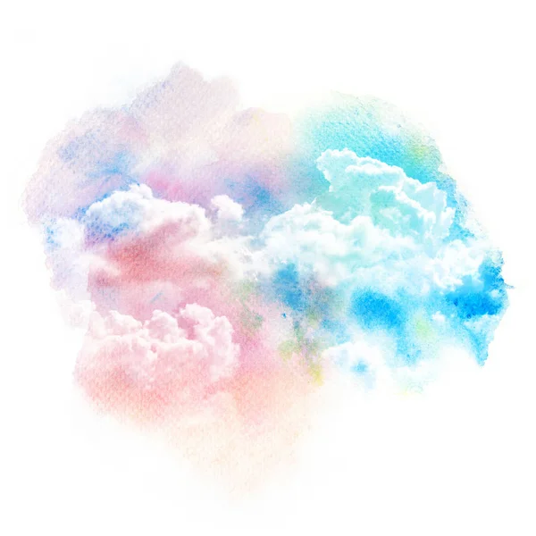 Ilustração aquarela do céu com nuvem . — Fotografia de Stock