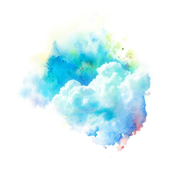 Bulut gökyüzü suluboya çizimi.