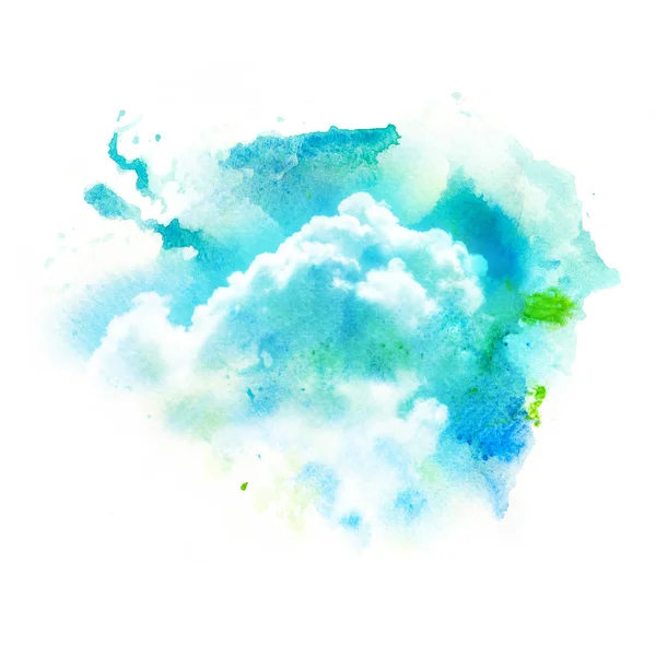 Ilustración acuarela del cielo con nube . — Foto de Stock