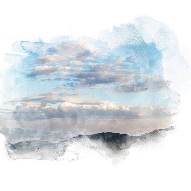 Beyaz bulutlu mavi gökyüzü.