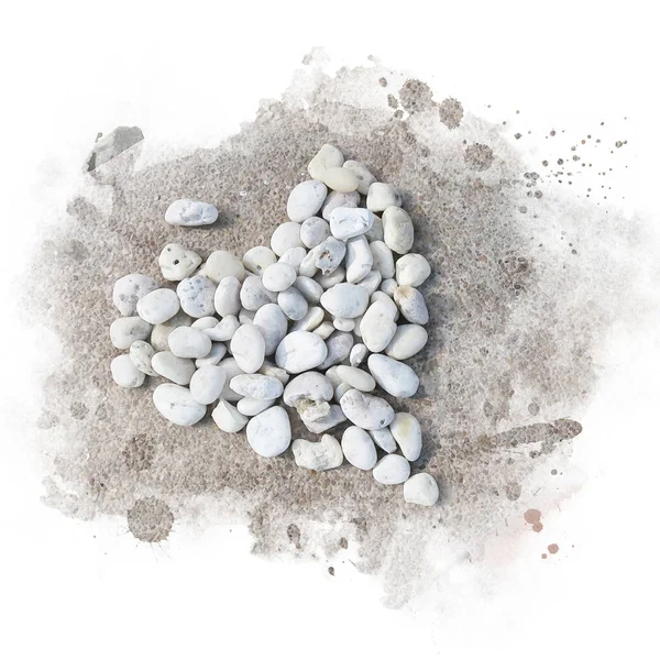 White gravel arrange are heart shaped. — Stock Photo, Image