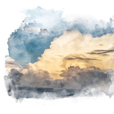 Altın bulut ile mavi gökyüzü.