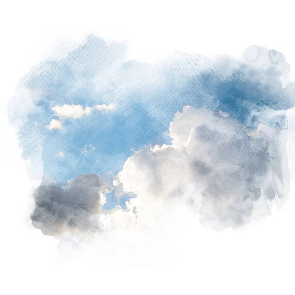 Acuarela ilustración del cielo con nube (retoque ). —  Fotos de Stock