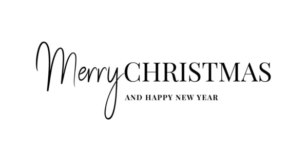 Merry Christmas and Happy New Year typography text. Greeting card or banner with calligraphy. — 图库矢量图片