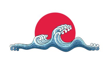 Japonya dalgası, büyük kırmızı güneş çizimi