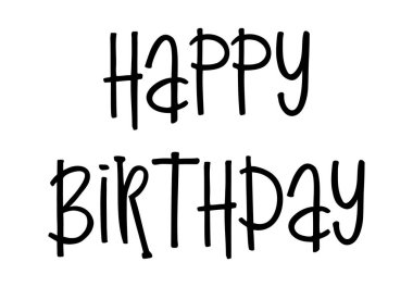 - Doğum günün kutlu olsun. El yazısı karikatür fırça tipografi ve hat metni.