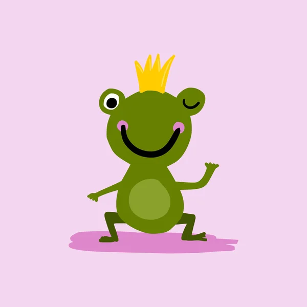 Cartoon frog (toy) in childish style. Simple isolated vector illustration. — Stock Vector