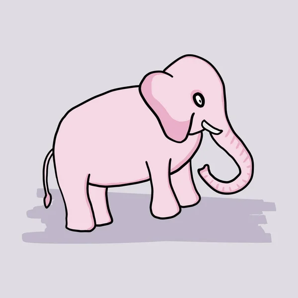 Pink Little Cartoon Elephant Simple Childish Drawing — Stock Vector