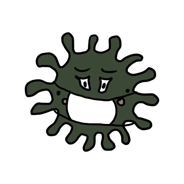 Coronavirus Covid Cell Protection Face Mask Crazy Cartoon Mascot Hand — Stock Vector