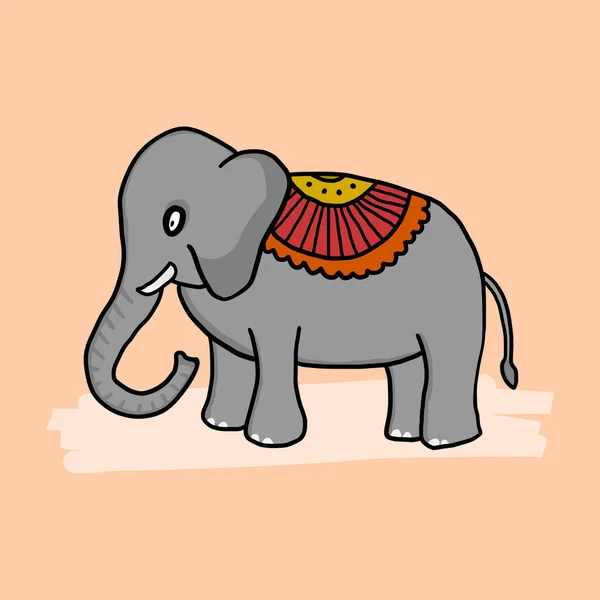 Γελοιογραφία Doodle Ελέφαντα Παραδοσιακή Ινδική Διακόσμηση Απομονωμένο Διανυσματικό Σχέδιο Παιδικό — Διανυσματικό Αρχείο