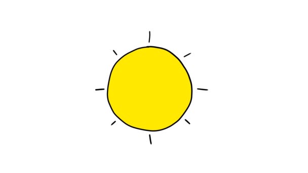 Animação Venda Verão Mão Sol Desenhado Fundo Branco — Vídeo de Stock