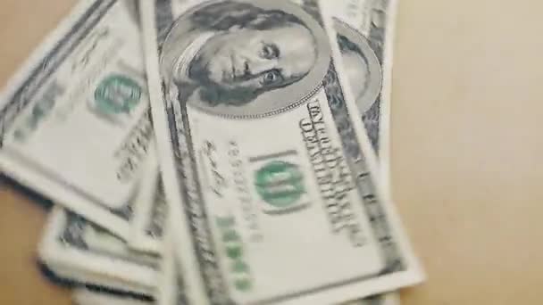 旋转100美元的美国钞票 成功或商业概念 — 图库视频影像