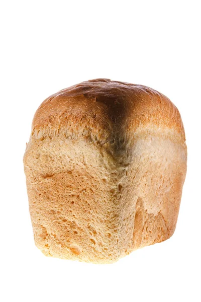 Obdélníkový Bochník Chutného Chleba Křupavou Zlatou Kůrkou Izolovaný Bílém Pozadí — Stock fotografie